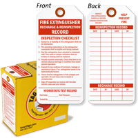 Fire Extinguisher Recharge Reinspection Record Tag in a Box