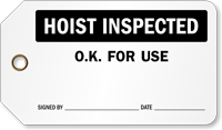 Hoist Inspected Plastic Vinyl Inspection Tag