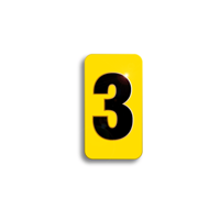 Character Black on Yellow "3" For Horizontal Mounting Holder
