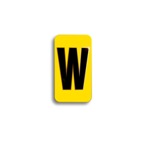 Character Black on Yellow "W" For Horizontal Mounting Holder