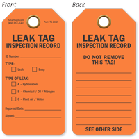Inspection Record Leak Tag