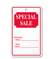 Special Sale Large, White stock, Red ink