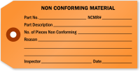 Non Conforming Material Inspection Tag