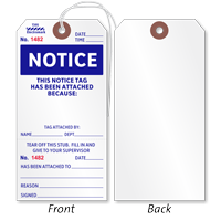 Tear Off Notice Safety Tag With Fiber Patch