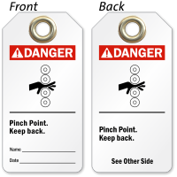 Pinch Point Keep Back Danger Tag