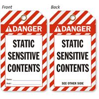 ANSI Static Sensitive Contents Danger Safety 2-Sided Tag