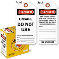 Danger Unsafe Do Not Use Lock Out Tag in a Box