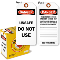 Danger Unsafe Do Not Use Lockout Tag on a Roll