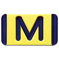 Vertical Mounting  Character Black on Yellow "M"