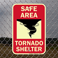 Safe Area With Graphic Glow In Dark Emergency Shelter Sign