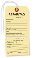 Top Selling Repair Numbers Tag with Tear-Stub, SKU: T405-C-100-W
