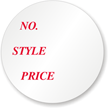 Number, Style & Price Circular Retail Label