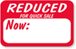 Reduced Sale Price Sticker Label
