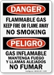 Bilingual Danger Flammable Gas No Smoking Sign