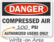 Compressed Air Authorized Users Only OSHA Danger Sign