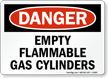 OSHA Danger Empty Flammable Gas Cylinders Sign