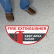 Fire Extinguisher   Keep Area Clear, Semi Circle, Red & Black