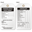 Confined Space Entry Permit 2 Sided Confined Space Tag