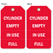 2 Sided Cylinder Empty, In Use, Full Tag