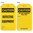Caution Defective Equipment 2-Sided Tag