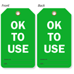 OK To Use Cylinder Status 2-Sided Tag