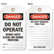 Do Not Operate Without Safety Glasses Tag
