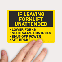 Forklift Safety Label Disable Controls