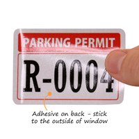 Reflective Parking Permits Outside of Car Window