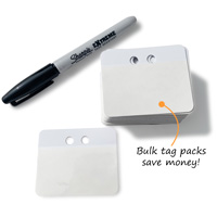 Pack of self-laminating tags to mark fiber optic cables or conduits, pen is not included