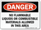No Flammable Liquids or Combustible Materials Sign